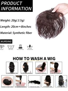 Short Curly Synthetic Hair Topper - Dark Brown - View 4