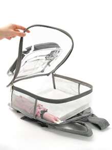 極簡透明前口袋後背包 - 淺灰色 - 查看 2