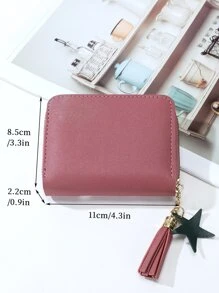 Heart Embroidery Tassel Decor Card Holder Lightweight Portable,Credit Card,ID Card White-Collar Workers,For Female,For Women Holiday,For Anniversary,For Birthday Gift Gift, Accessories, Gift - Hot Pink - View 2