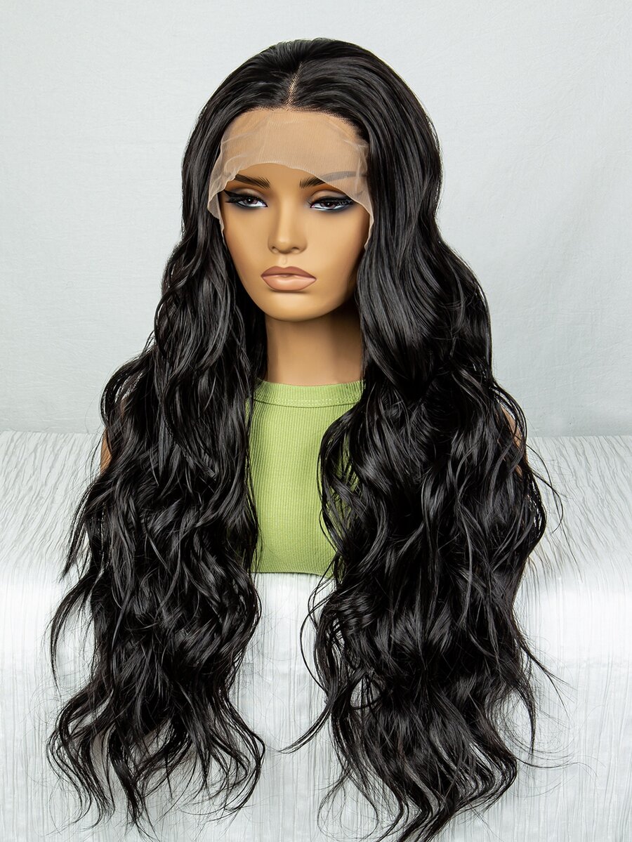 13*4 Lace Front Long Curly Synthetic Wig - Black - View 1