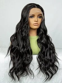 13*4 Lace Front Long Curly Synthetic Wig - Black - View 4