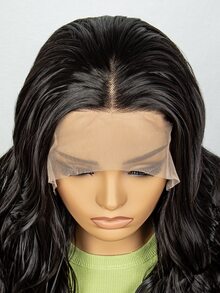 13*4 Lace Front Long Curly Synthetic Wig - Black - View 6