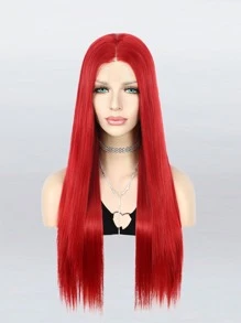 13*1 dentelle part T Perruque synthétique long droit - Rouge - Voir 6