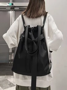 極簡束口背包 - 黑色 - 查看 1