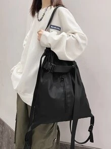 極簡束口背包 - 黑色 - 查看 2