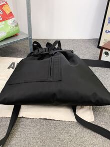 極簡束口背包 - 黑色 - 查看 4