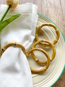 6入組竹節設計餐巾環 - 米色 - 查看 2