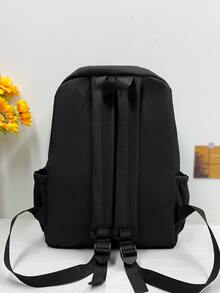 Mochila funcional con estampado de dibujos animados con accesorio de bolso - Negro - Ver 2