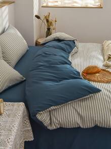 4入組/套條紋圖案白色被套套裝 - 彩色 - 查看 6