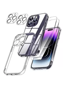 2入組鏡頭保護貼和 1入組透明手機殼和 2入組螢幕保護貼相容 iPhone 15/15Pro/15Plus/15Promax - 無色 - 查看 1