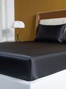 1入組黑色緞面床笠臥室極簡主義面料床笠