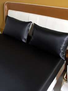 1入組黑色緞面床笠臥室極簡主義面料床笠