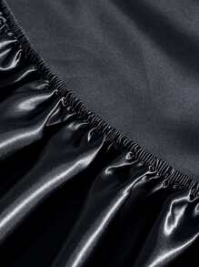 1入組黑色緞面床笠臥室極簡主義面料床笠