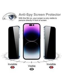 1 件防窥屏幕保护膜适用于 iPhone，私人屏幕保护膜适用于 iPhone 16/16 Plus/16 Pro/16 Pro Max/15/15Pro/15Plus/15Promax - 黑色 - 查看 4