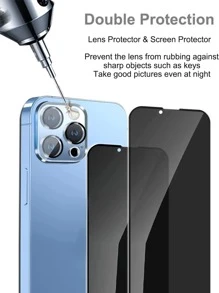 1 件防窥屏幕保护膜适用于 iPhone，私人屏幕保护膜适用于 iPhone 16/16 Plus/16 Pro/16 Pro Max/15/15Pro/15Plus/15Promax - 黑色 - 查看 6