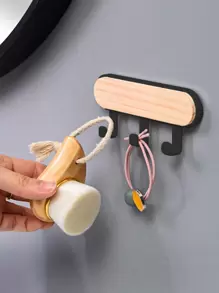 1pc 3 In 1 ABS Wall Hook, Modern Multifunction Punch Free Hook For Home - Black - View 1