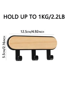 1pc 3 In 1 ABS Wall Hook, Modern Multifunction Punch Free Hook For Home - Black - View 2