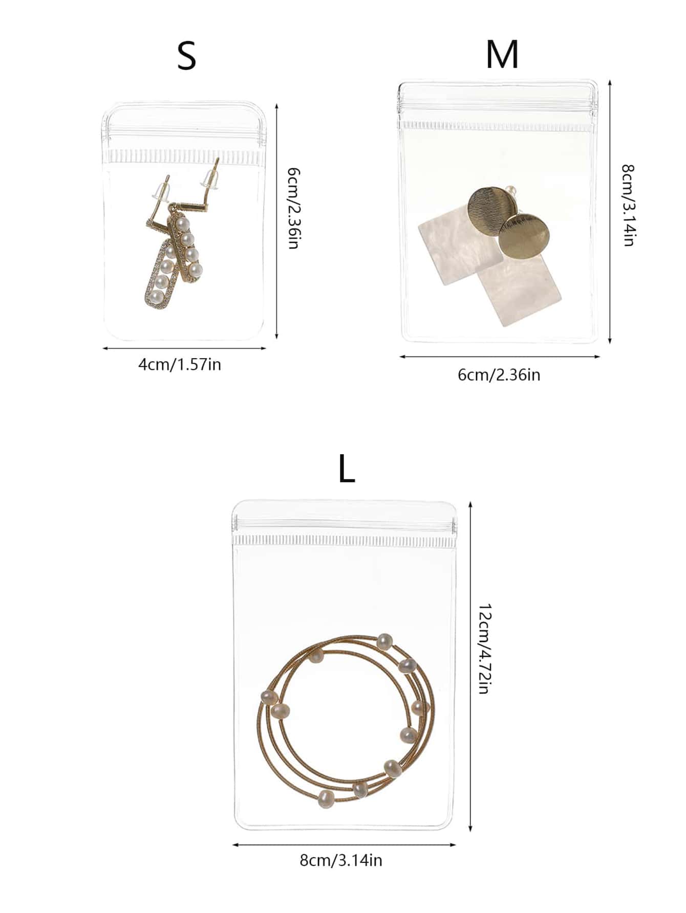 20pcs透明珠寶收納袋,自封式pvc密封袋,小型防塵珠寶袋,適用於家居收納,情人節禮物 - 無色 - 查看 3