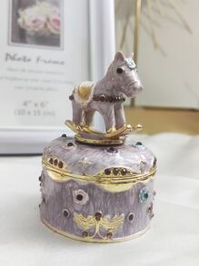 Horse Design Jewelry Storage Box, Purple Creative Cute Zinc Alloy Jewelry Organizer,  For Home - Purple - View 1