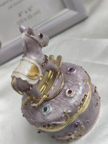 Horse Design Jewelry Storage Box, Purple Creative Cute Zinc Alloy Jewelry Organizer,  For Home - Purple - View 2