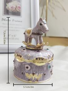 Horse Design Jewelry Storage Box, Purple Creative Cute Zinc Alloy Jewelry Organizer,  For Home - Purple - View 3