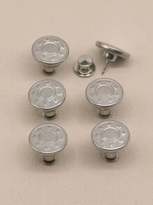 6pcs Jeans Button Replacement, No Sewing Metal Button Repair Kit Removable Jean Button Replacement Combo - Grey - View 1