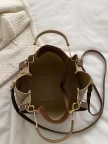 Lightweight, Portable Casual, Fashion, Quiet Luxury Minimalist Double Handle Square Bag Large-Capacity Simple Shoulder Bag, Artificial Leather Crossbody Bag For Work With Detachable Strap For Girls, Women, College Students, Rookies & White-collar Workers For Fall, Winter Essential, For Work, Office, Commute, For Autumn & Winter, Outdoors