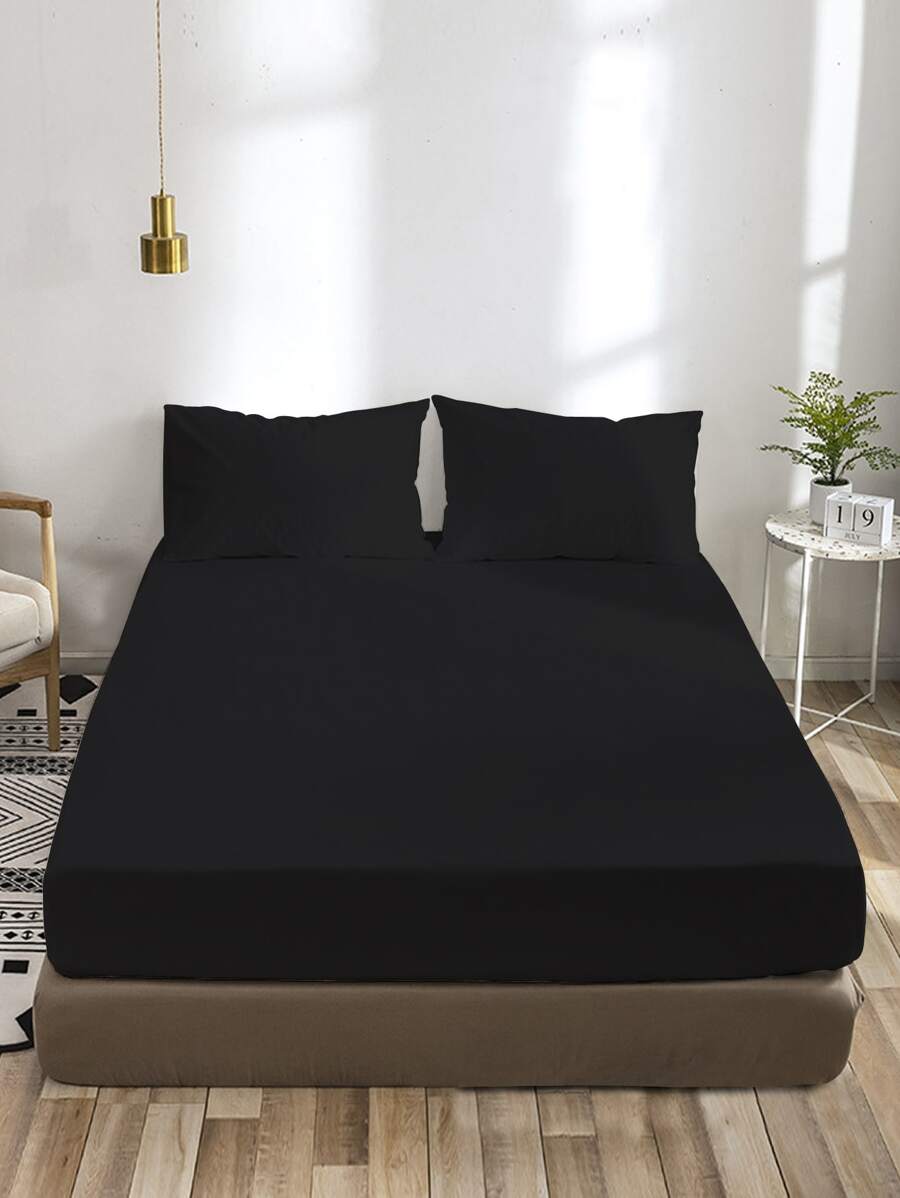 3 Cái/bộ Đen Trang Bị Tấm Bộ Không Có Chất Độn, Bắc Âu Vải Trang Bị Tấm Bộ Giường - màu đen - Xem 1