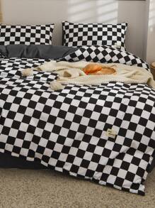 1pc Checkerboard Pattern Duvet Cover, Modern Microfiber Bedding Duvet Cover For Home - Black and White - View 7
