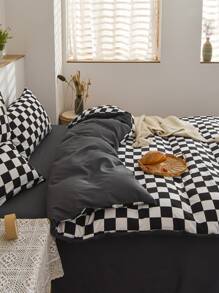1pc Checkerboard Pattern Duvet Cover, Modern Microfiber Bedding Duvet Cover For Home - Black and White - View 5