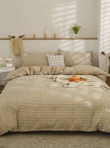 3 cái/bộ Bộ Vỏ Chăn Họa Tiết Kẻ Sọc (1 Vỏ Chăn, 2 Vỏ Gối), Bộ Chăn Ga Gối Polyester Cho Gia Đình - Nhiều màu - Xem 1