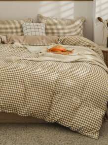 3 cái/bộ Bộ Vỏ Chăn Họa Tiết Kẻ Sọc (1 Vỏ Chăn, 2 Vỏ Gối), Bộ Chăn Ga Gối Polyester Cho Gia Đình - Nhiều màu - Xem 2