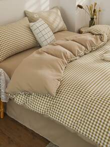 3 cái/bộ Bộ Vỏ Chăn Họa Tiết Kẻ Sọc (1 Vỏ Chăn, 2 Vỏ Gối), Bộ Chăn Ga Gối Polyester Cho Gia Đình - Nhiều màu - Xem 5