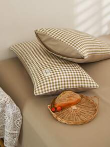 3 cái/bộ Bộ Vỏ Chăn Họa Tiết Kẻ Sọc (1 Vỏ Chăn, 2 Vỏ Gối), Bộ Chăn Ga Gối Polyester Cho Gia Đình - Nhiều màu - Xem 6