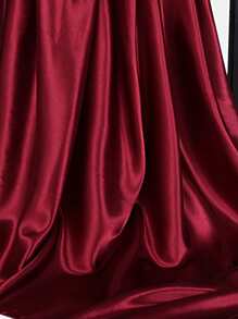 1入女士純色緞子頭巾。多功能頭巾，適用於度假、防曬和比基尼遮擋頭巾、頭巾、頭帶，非常適合裝扮您的造型 - 酒紅色 - 查看 2