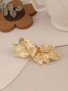 1 chiếc kẹp tóc kim loại hình lá lớn, đơn giản, dễ phối đồ, có chi tiết nơ, dùng để buộc tóc đuôi ngựa, phù hợp cho nữ, kiểu dáng sang trọng, thích hợp cho học sinh, sinh viên, có nơ, dễ thương, phụ kiện tóc, phụ kiện đội đầu, ghim cài tóc. - Vàng - Xem 5