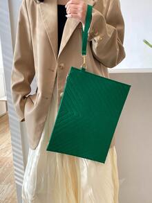 Chevron Quilted Square Bag - Green - View 4