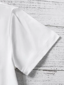 女孩飲料印花T恤和格紋紙袋腰短褲 - 彩色 - 查看 5