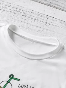 女孩飲料印花T恤和格紋紙袋腰短褲 - 彩色 - 查看 6