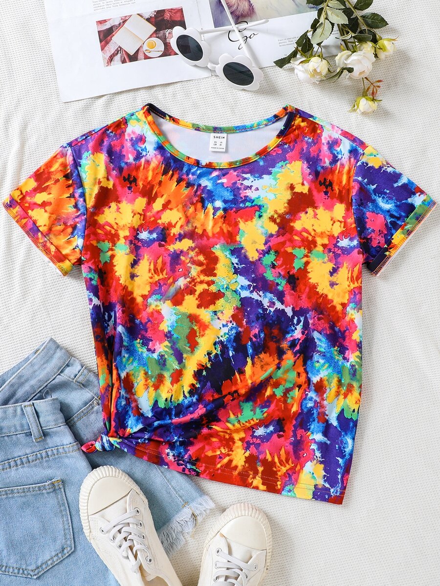 Girls Tie Dye Tee - Multicolor - View 1