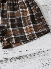 女孩飲料印花T恤和格紋紙袋腰短褲 - 彩色 - 查看 8