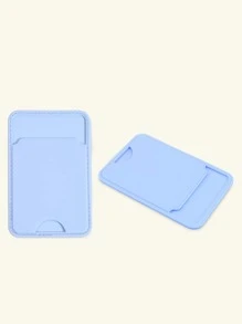 1pc Solid Adhesive Phone Card Holder Bag - Baby Blue - View 3