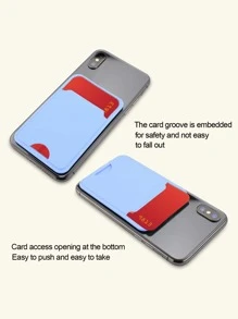 1pc Solid Adhesive Phone Card Holder Bag - Baby Blue - View 4
