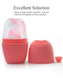 Silicone Facial Massage Ice Roller,1 Pc Silicone Facial Mask Application & Massage Ice Cube Tray,Facial Beauty Ice Roller Skin Care Tools, Ice Facial Cube, Gua Sha Face Massage, Silicone Ice Mold For Face Beauty (Pink) - Pink - View 3