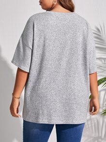 SHEIN LUNE Áo thun Plus size Khối Màu Giải trí - Nhiều màu - Xem 2