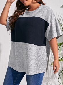 SHEIN LUNE Áo thun Plus size Khối Màu Giải trí - Nhiều màu - Xem 5