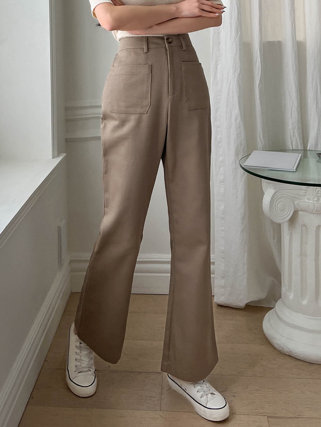 Pocket Front Flare Leg Pants