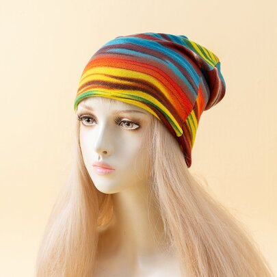 Striped Pattern Slouchy Beanie