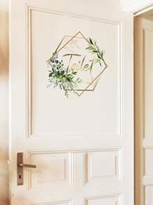 1 件 PVC 门贴，花朵和字母图形门装饰自粘贴纸，适用于厕所、贴纸、墙贴花、乙烯基贴花，用于家居装饰、春季装饰品让您的家焕然一新、Rama 装饰贴纸礼物生日毕业