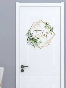 1 件 PVC 门贴，花朵和字母图形门装饰自粘贴纸，适用于厕所、贴纸、墙贴花、乙烯基贴花，用于家居装饰、春季装饰品让您的家焕然一新、Rama 装饰贴纸礼物生日毕业